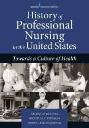 Book cover with collage of nurses providing care in a variety of settings.