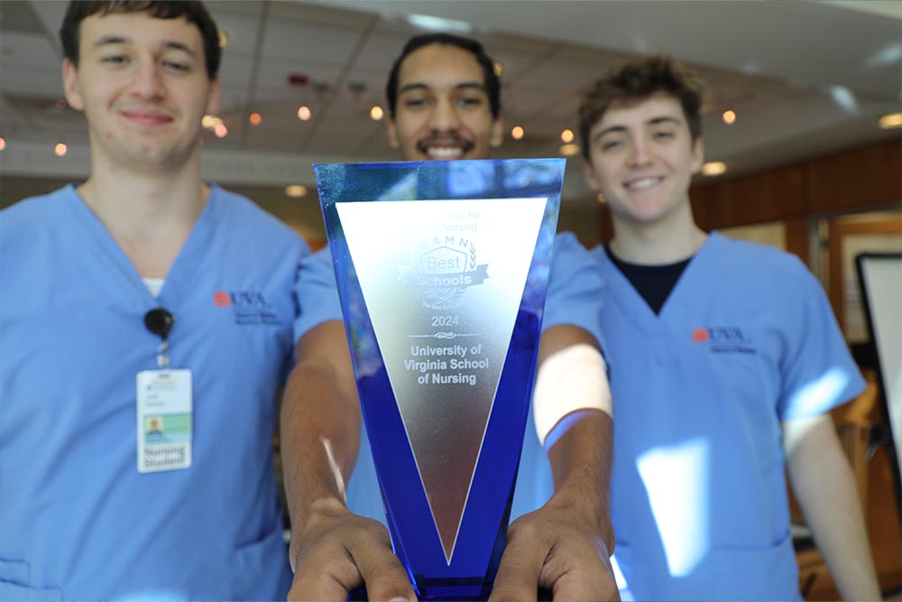 Three nursing students hold award