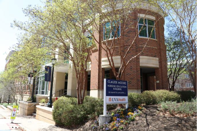 Brick exterior of nursing school building at UVA