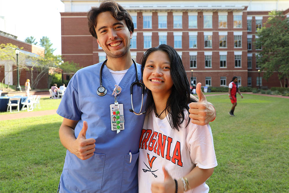 Two nursing students smiling