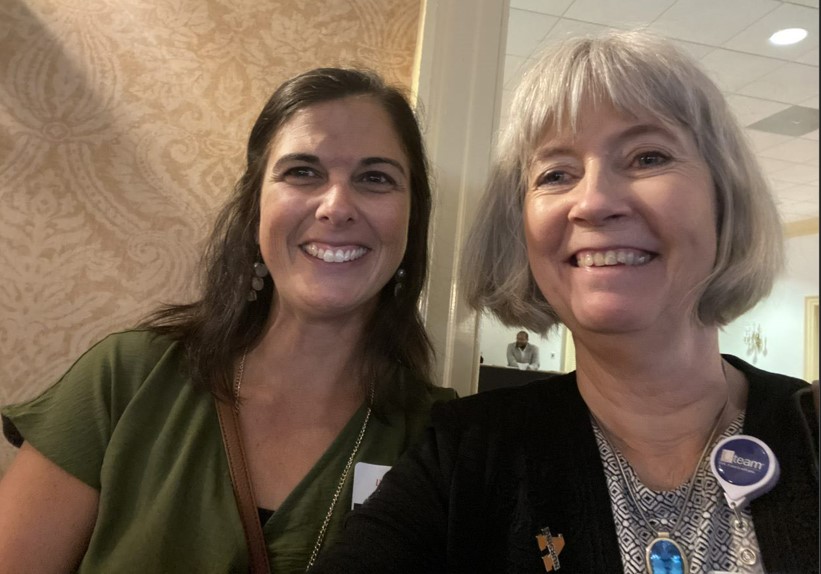 Lynn Corbett and Marianne Baernholdt in June 2023 celebrating Corbett's 15 years at UVA.