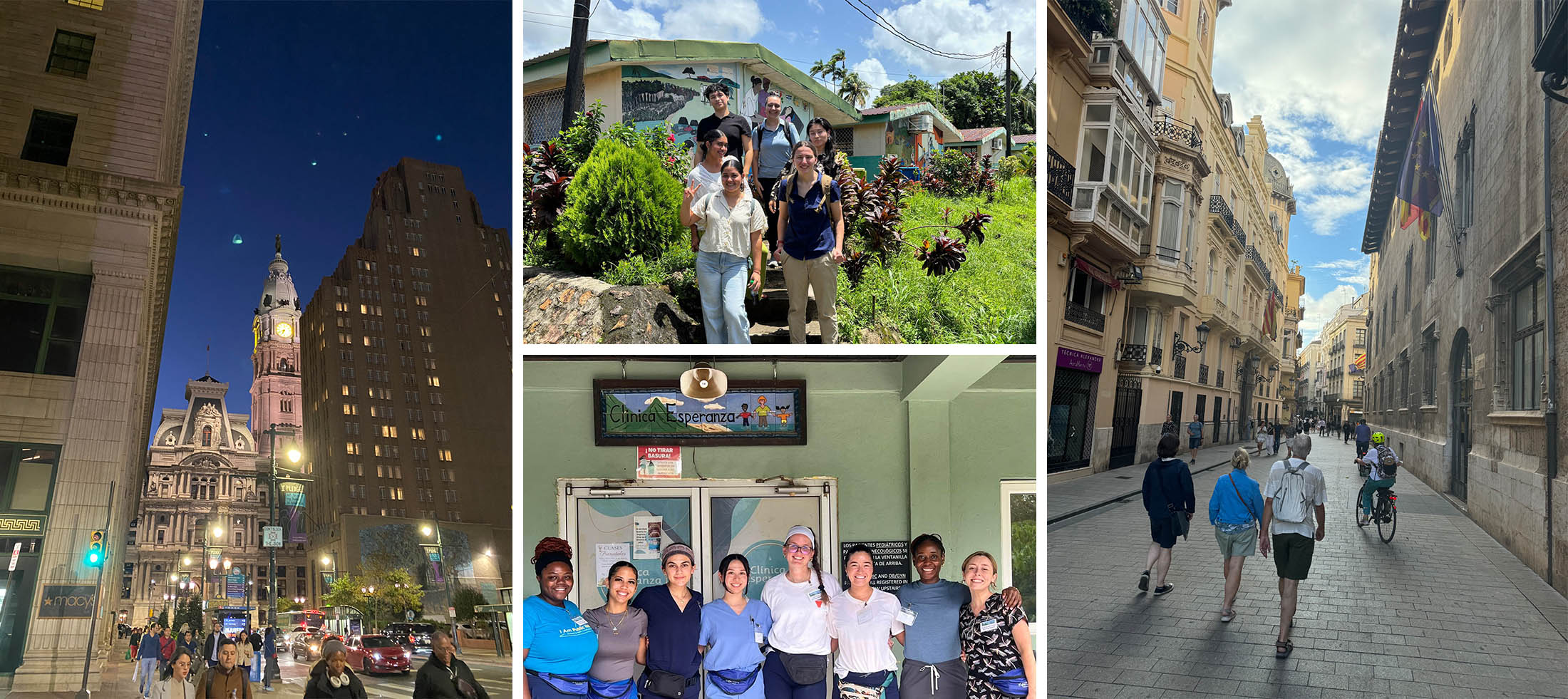 A mash-up of nursing students participating in education abroad in Nicaragua, Honduras, and Spain.