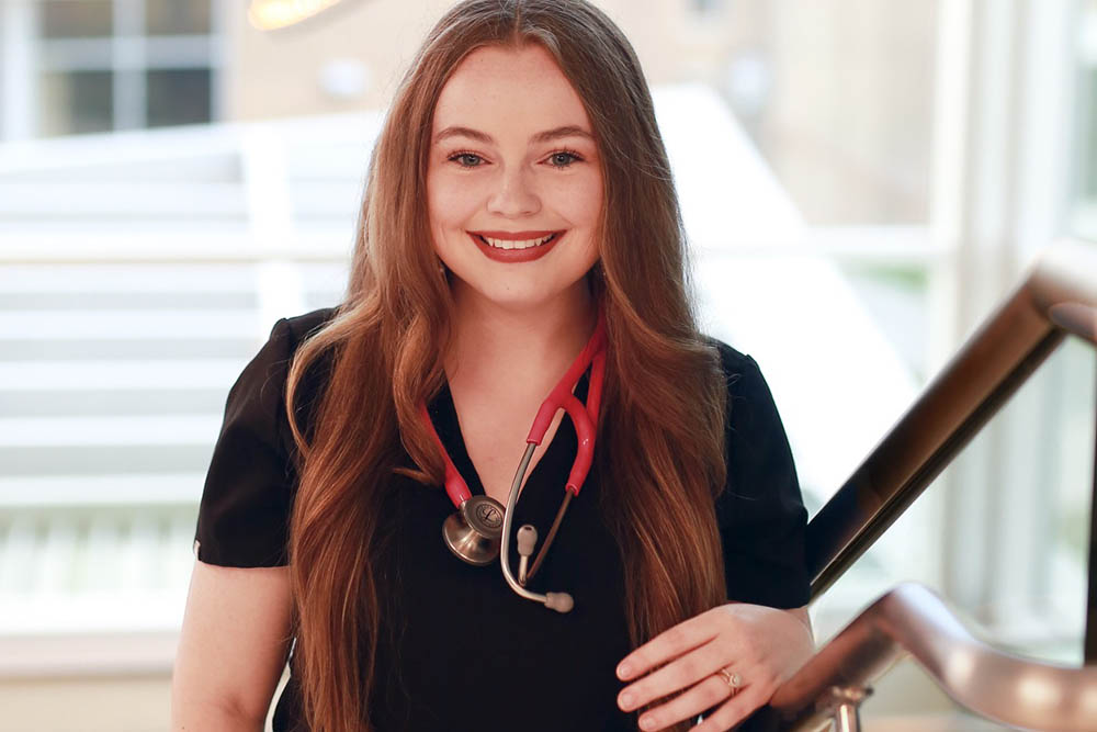 A nurse smiling