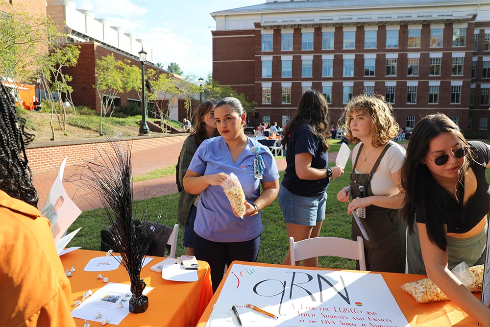 Students at a community event