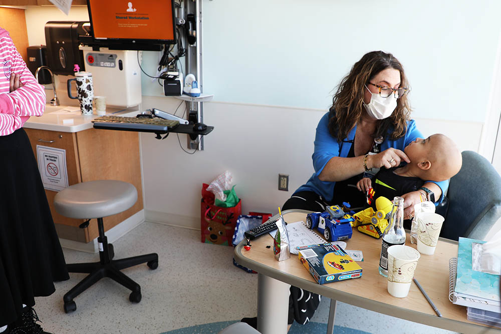 Preceptor Christy Murray locks eyes with Lincoln