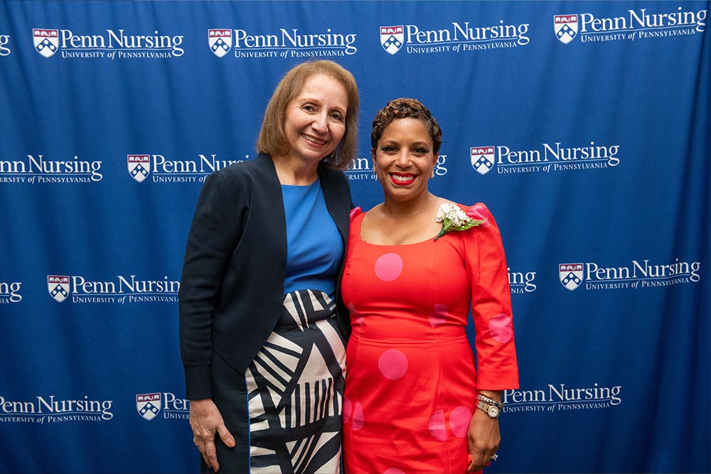 Two women at an awards ceremony